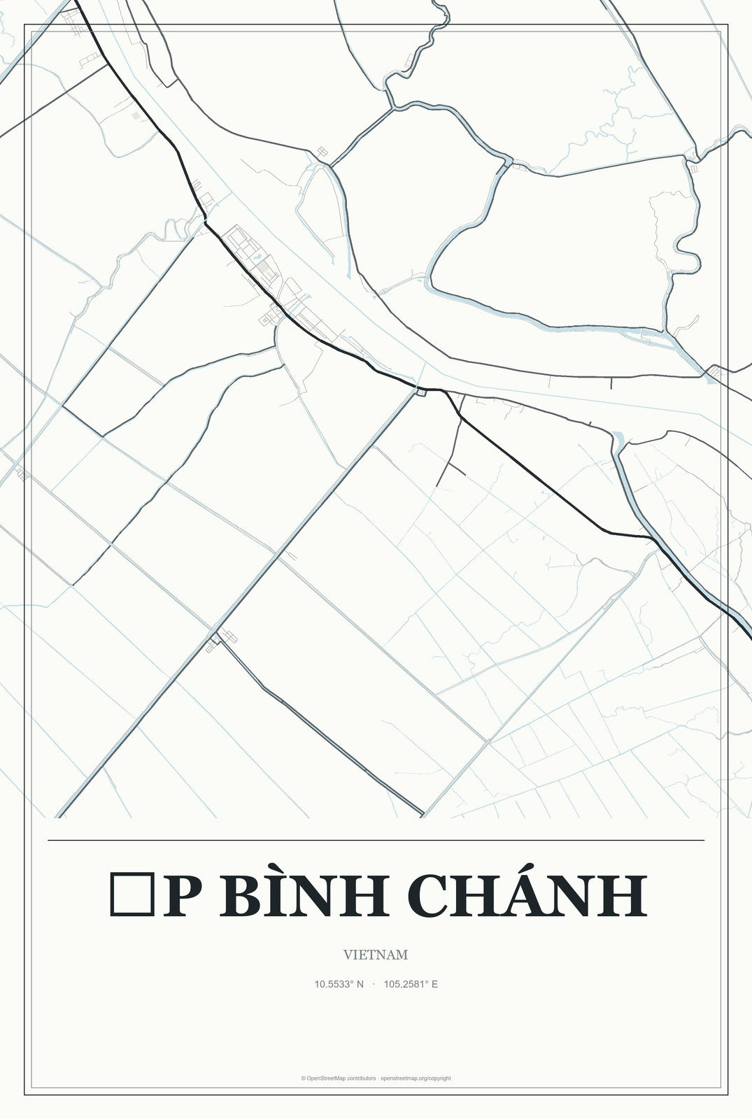 Ấp Bình Chánh, Vietnam City Map Aluminum Sign in Gallery Air style