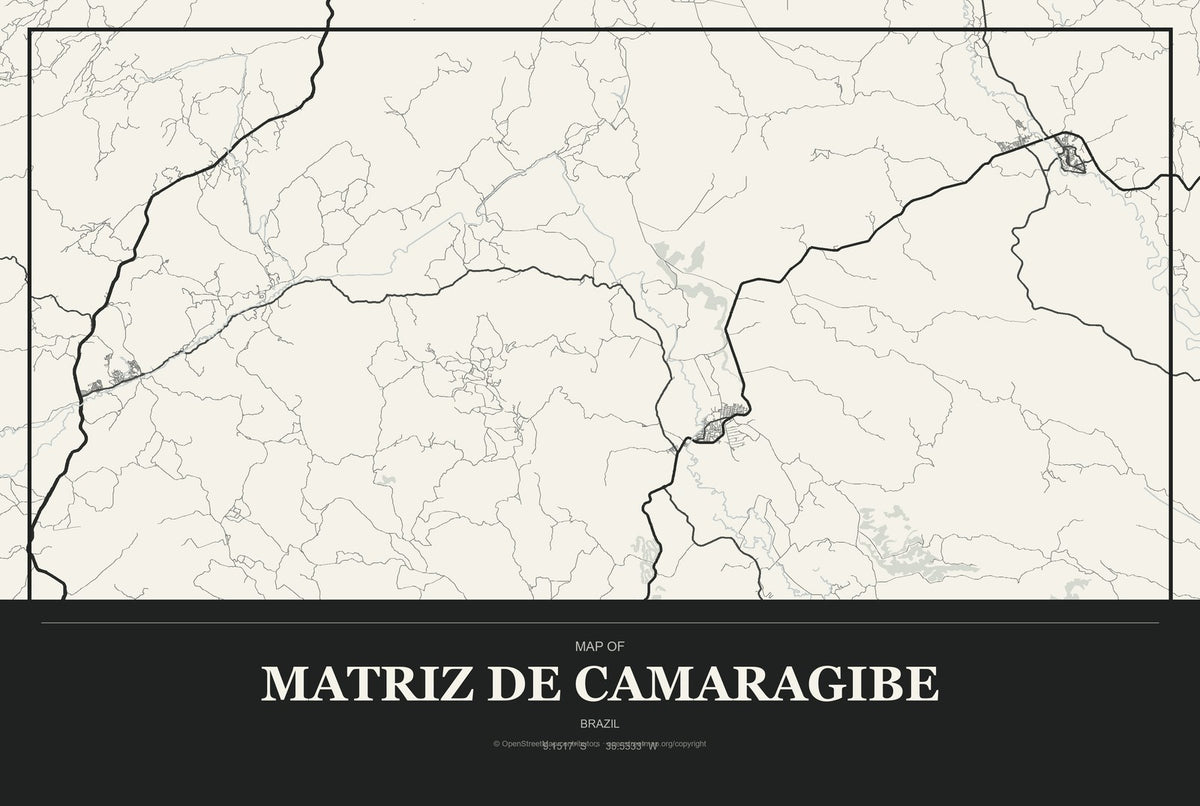 Matriz de Camaragibe, Brazil City Map Aluminum Sign in Museum Plaque style