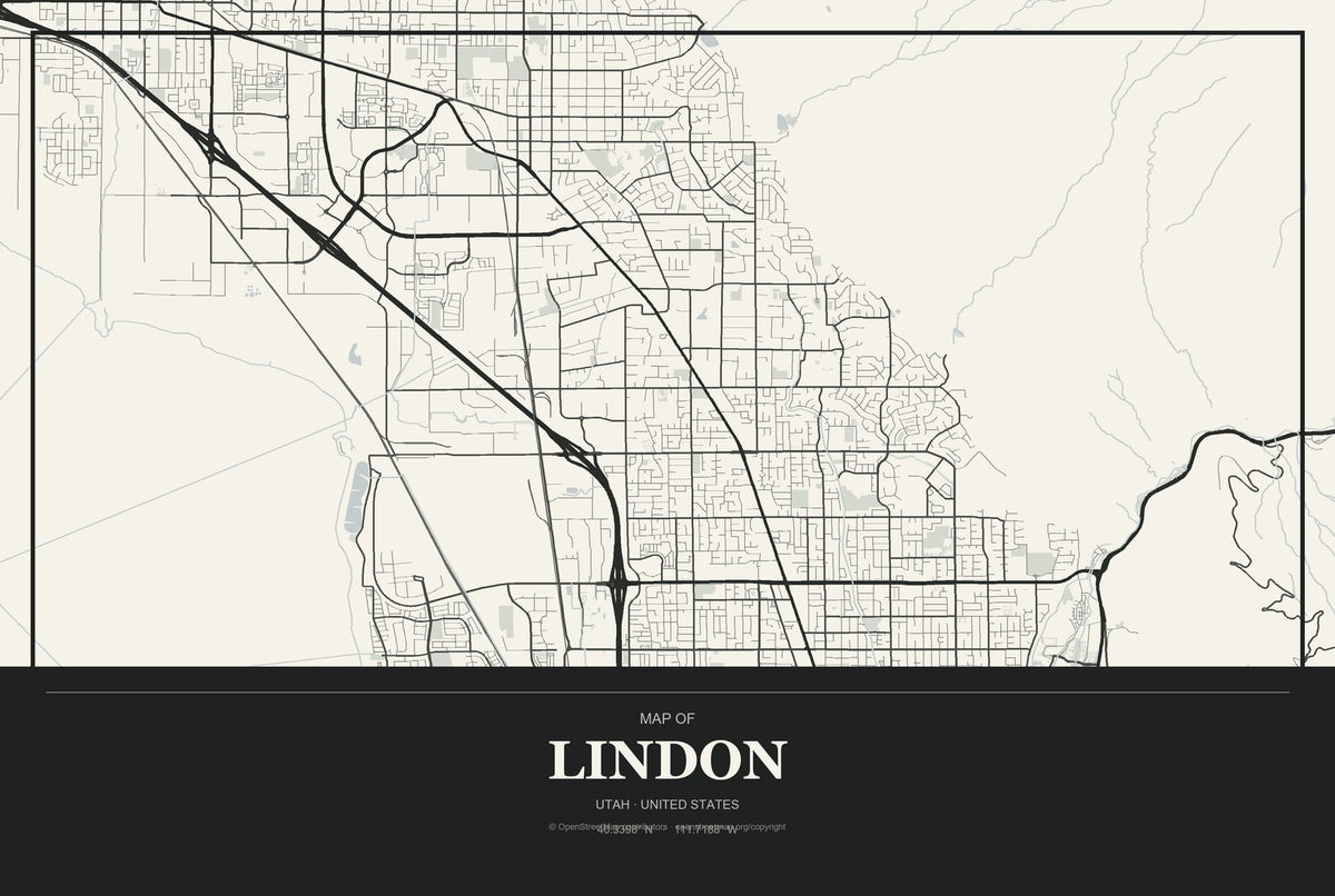 Lindon, Utah City Map Aluminum Sign in Museum Plaque style