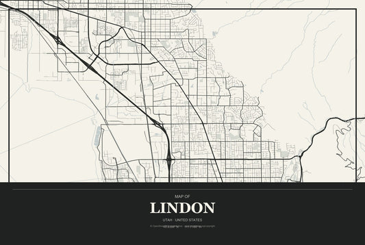 Lindon, Utah City Map Aluminum Sign in Museum Plaque style
