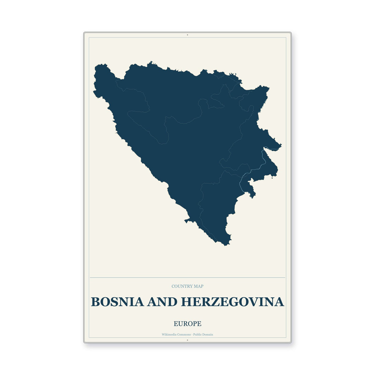 Bosnia and Herzegovina Country Map Aluminum Sign in Coastal Cutout style