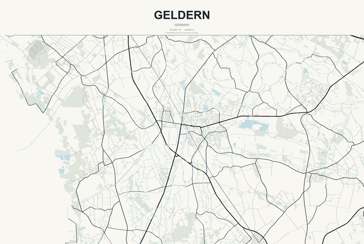 Geldern, Germany City Map Aluminum Sign in Headline Atlas style