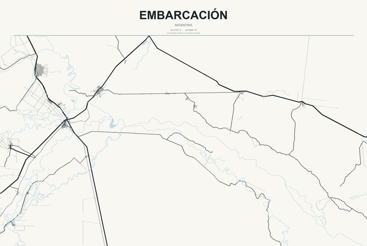 Embarcación, Argentina City Map Aluminum Sign in Headline Atlas style
