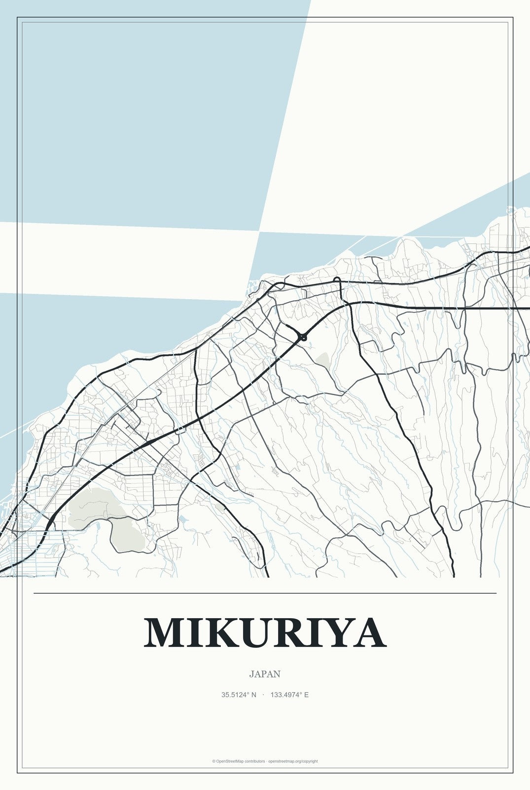 Mikuriya, Japan City Map Aluminum Sign in Gallery Air style