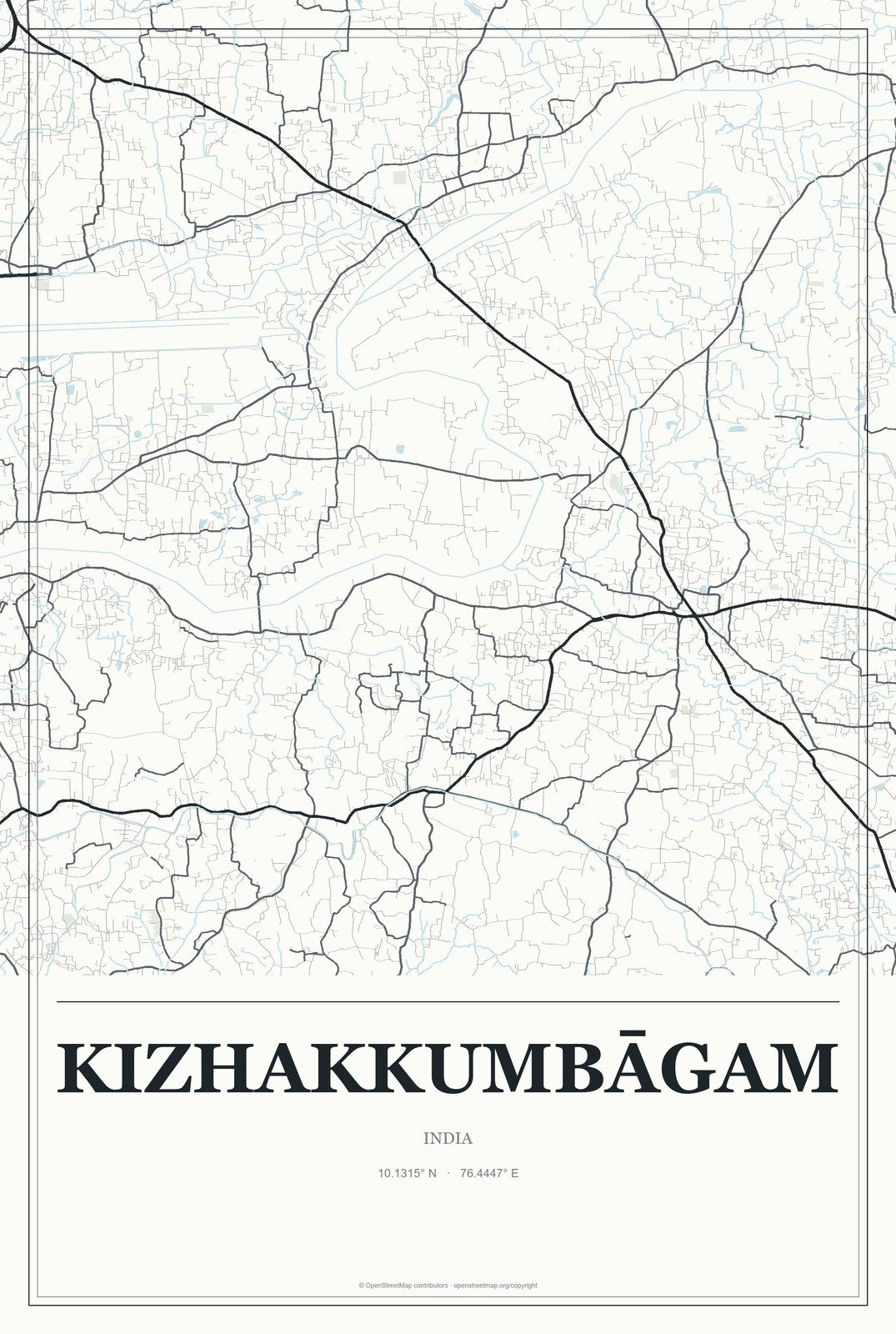 Kizhakkumbāgam, India City Map Aluminum Sign in Gallery Air style