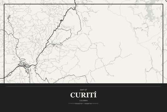 Curití, Colombia City Map Aluminum Sign in Museum Plaque style