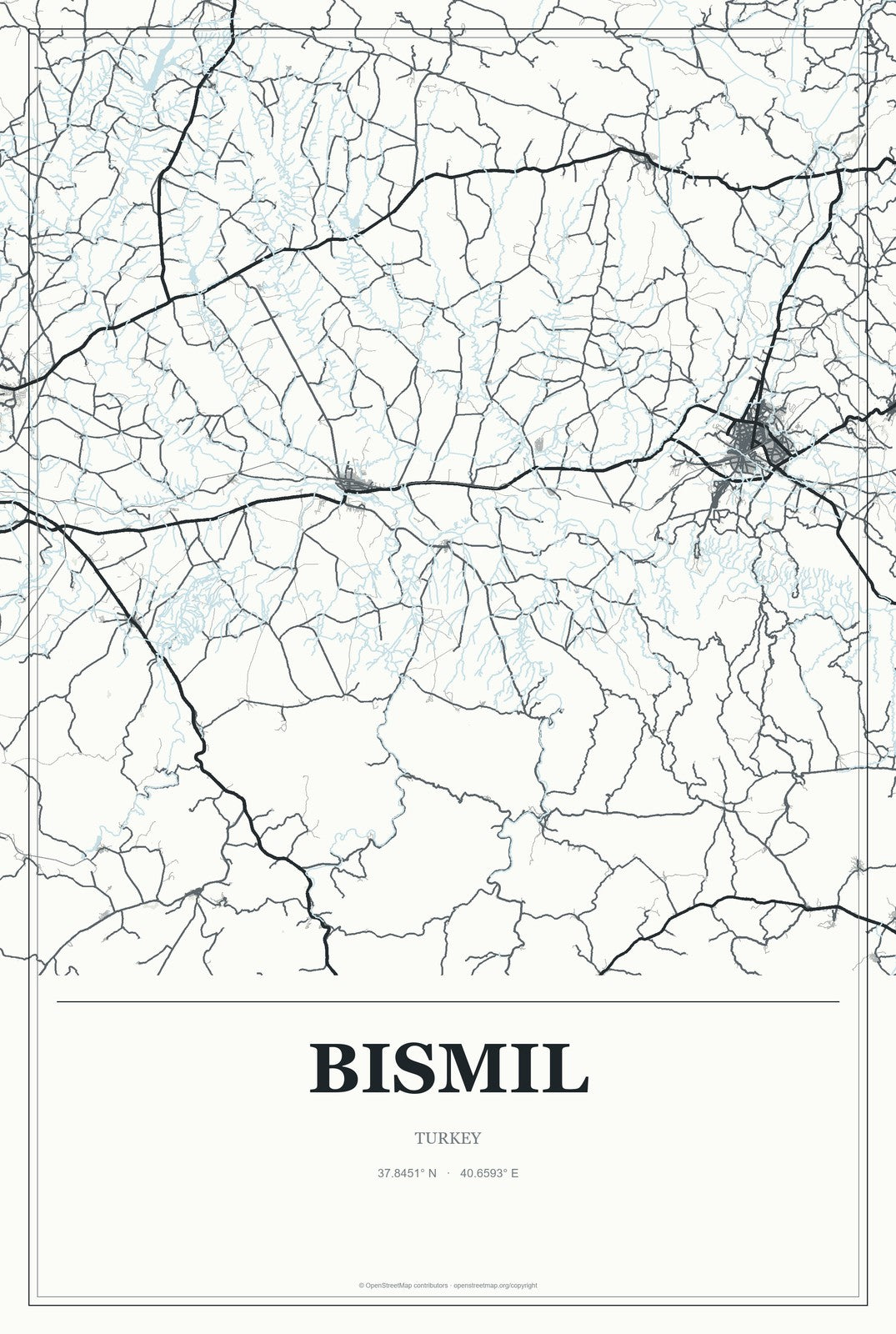 Bismil, Turkey City Map Aluminum Sign in Gallery Air style