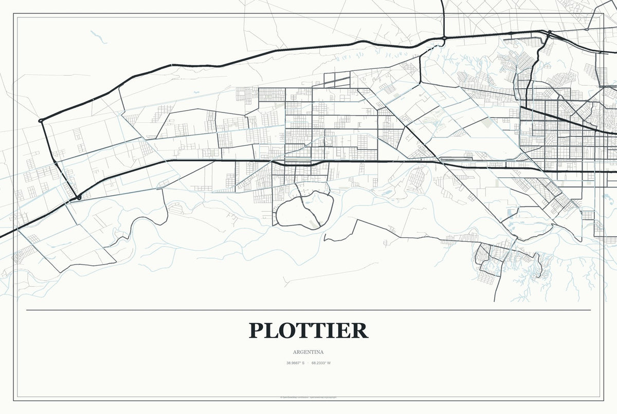 Plottier, Argentina City Map Aluminum Sign in Gallery Air style