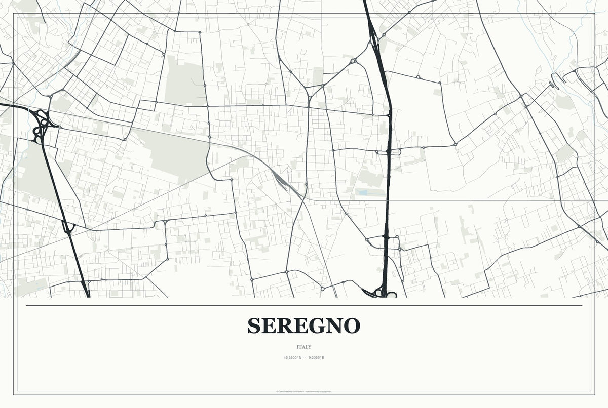 Seregno, Italy City Map Aluminum Sign in Gallery Air style