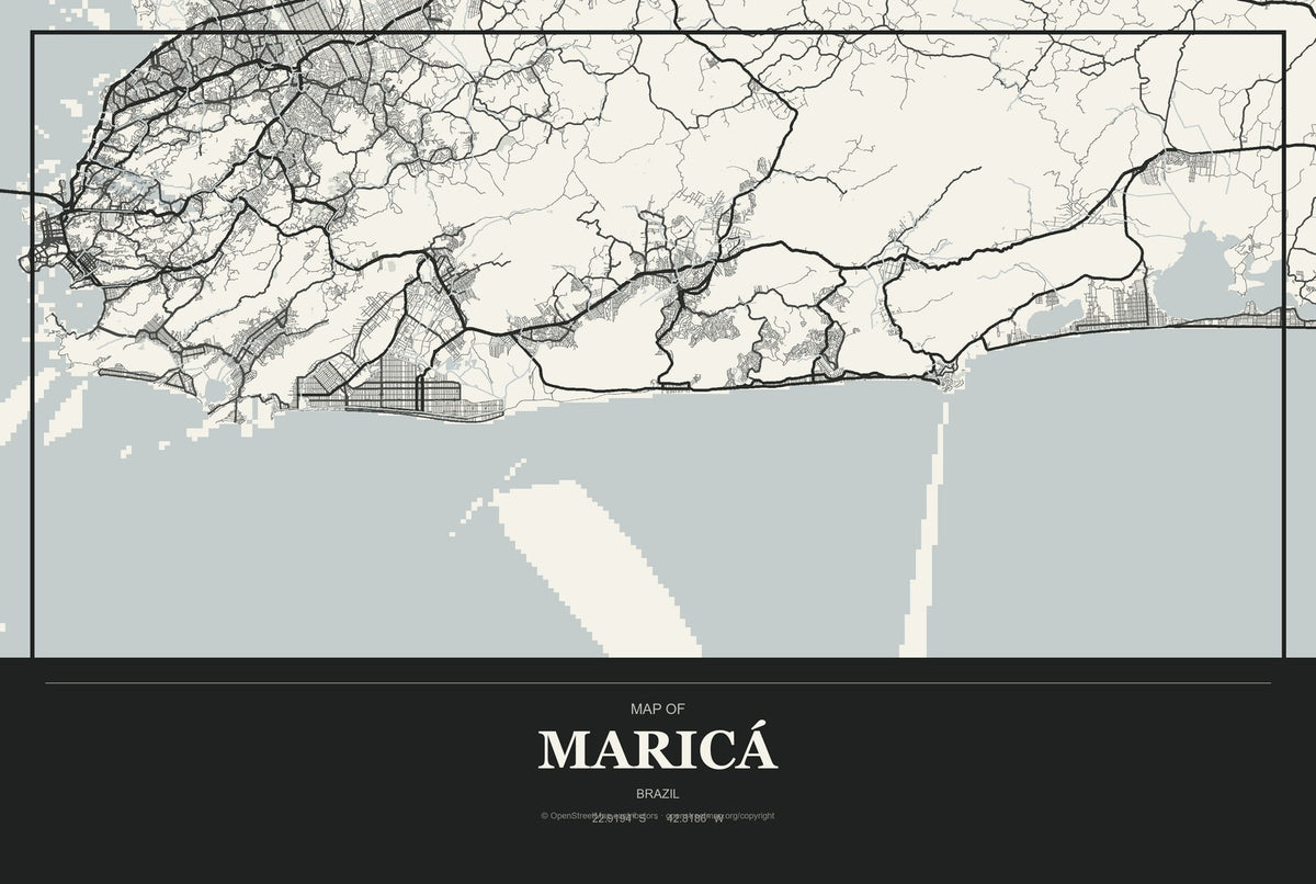 Maricá, Brazil City Map Aluminum Sign in Museum Plaque style