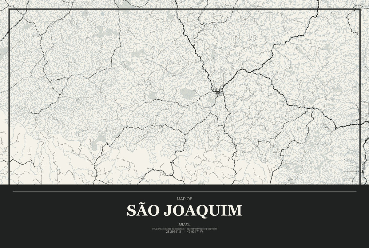 São Joaquim, Brazil City Map Aluminum Sign in Museum Plaque style