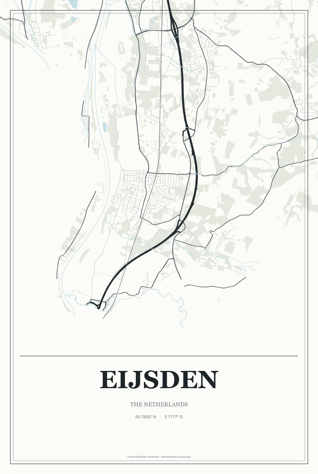 Eijsden, The Netherlands City Map Aluminum Sign in Gallery Air style