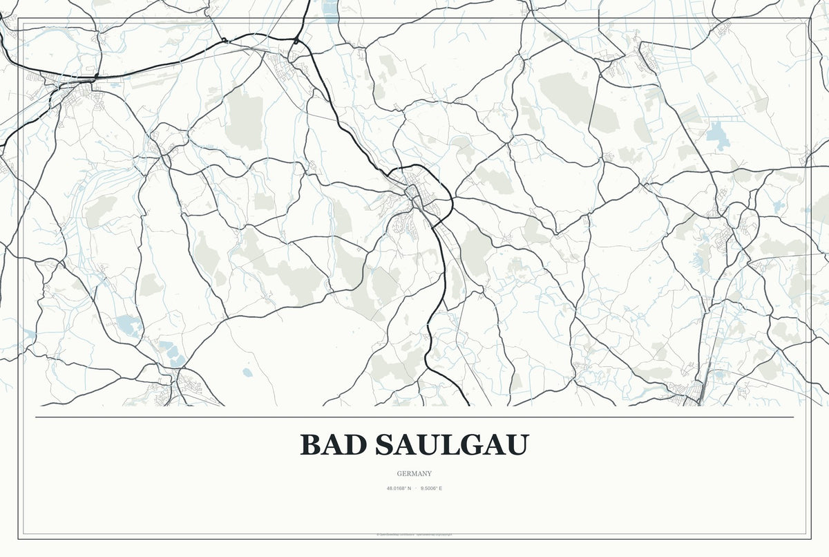 Bad Saulgau, Germany City Map Aluminum Sign in Gallery Air style