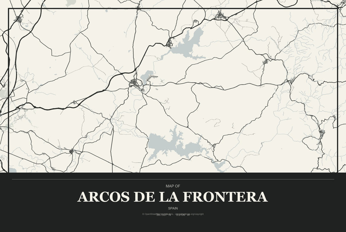 Arcos de la Frontera, Spain City Map Aluminum Sign in Museum Plaque style