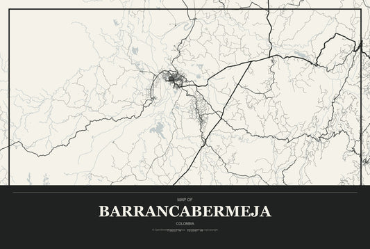 Barrancabermeja, Colombia City Map Aluminum Sign in Museum Plaque style