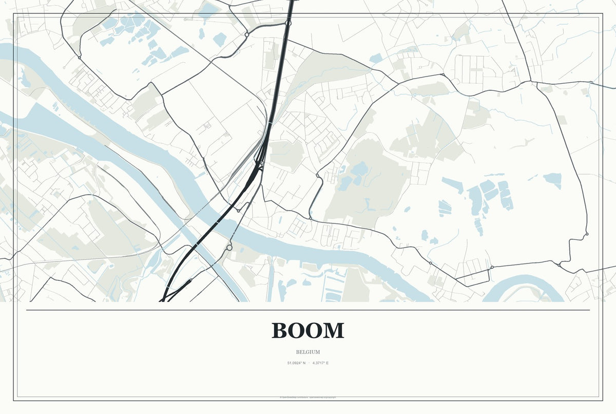 Boom, Belgium City Map Aluminum Sign in Gallery Air style