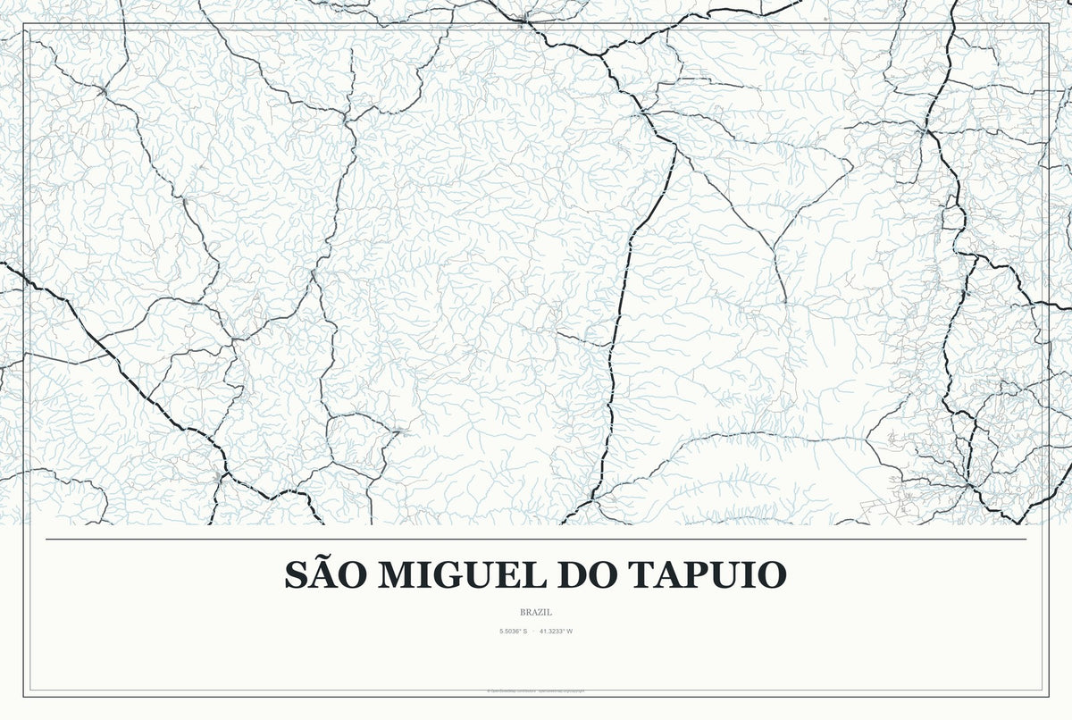 São Miguel do Tapuio, Brazil City Map Aluminum Sign in Gallery Air style