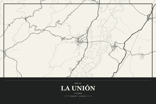 La Unión, Nariño, Colombia City Map Aluminum Sign in Museum Plaque style