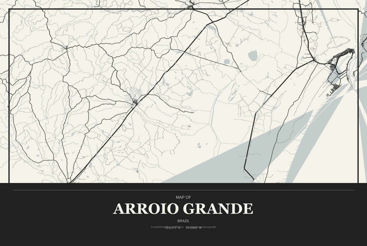 Arroio Grande, Brazil City Map Aluminum Sign in Museum Plaque style