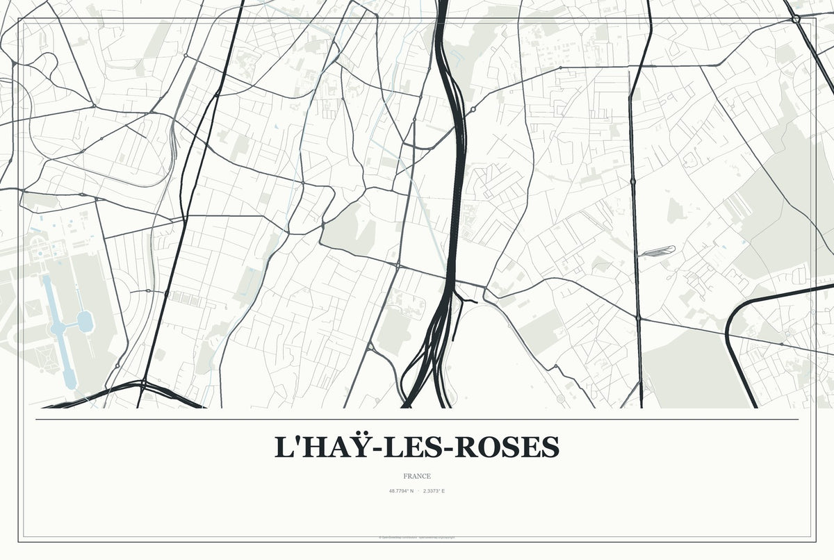 L'Haÿ-les-Roses, France City Map Aluminum Sign in Gallery Air style