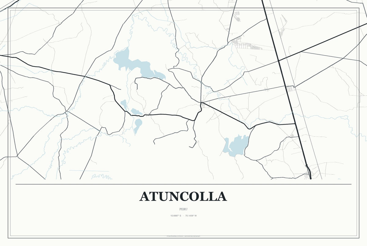 Atuncolla, Peru City Map Aluminum Sign in Gallery Air style