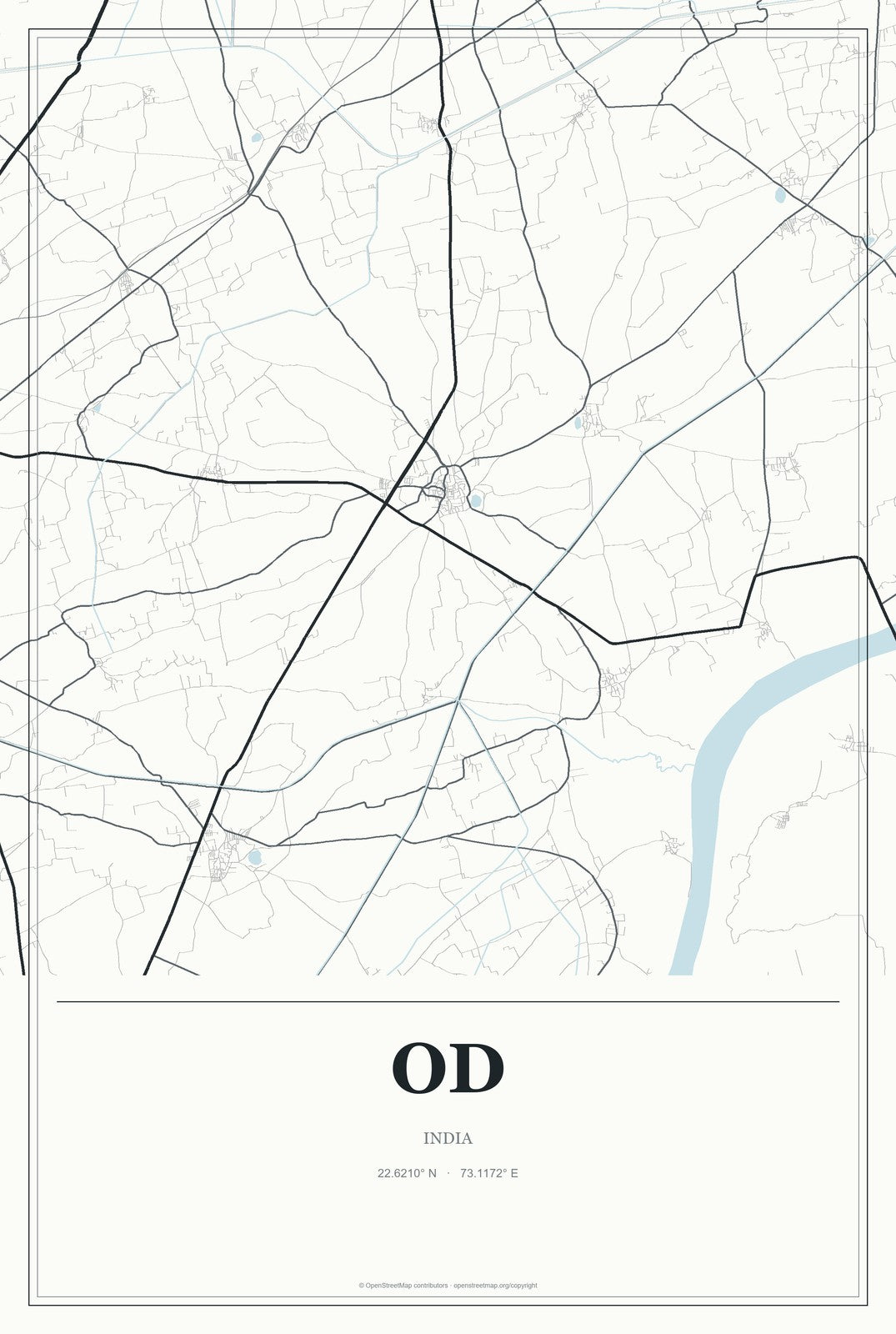 Od, India City Map Aluminum Sign in Gallery Air style