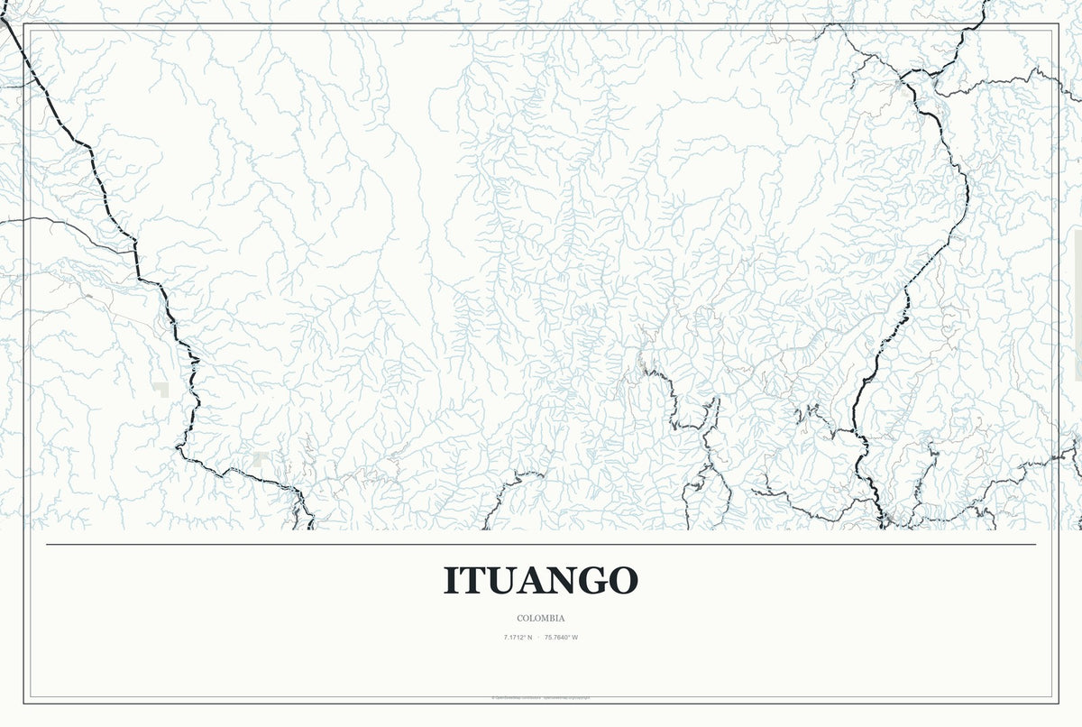 Ituango, Colombia City Map Aluminum Sign in Gallery Air style