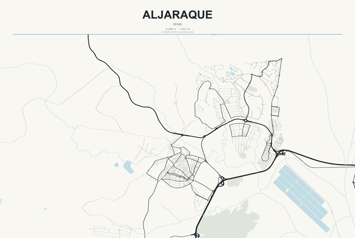 Aljaraque, Spain City Map Aluminum Sign in Headline Atlas style