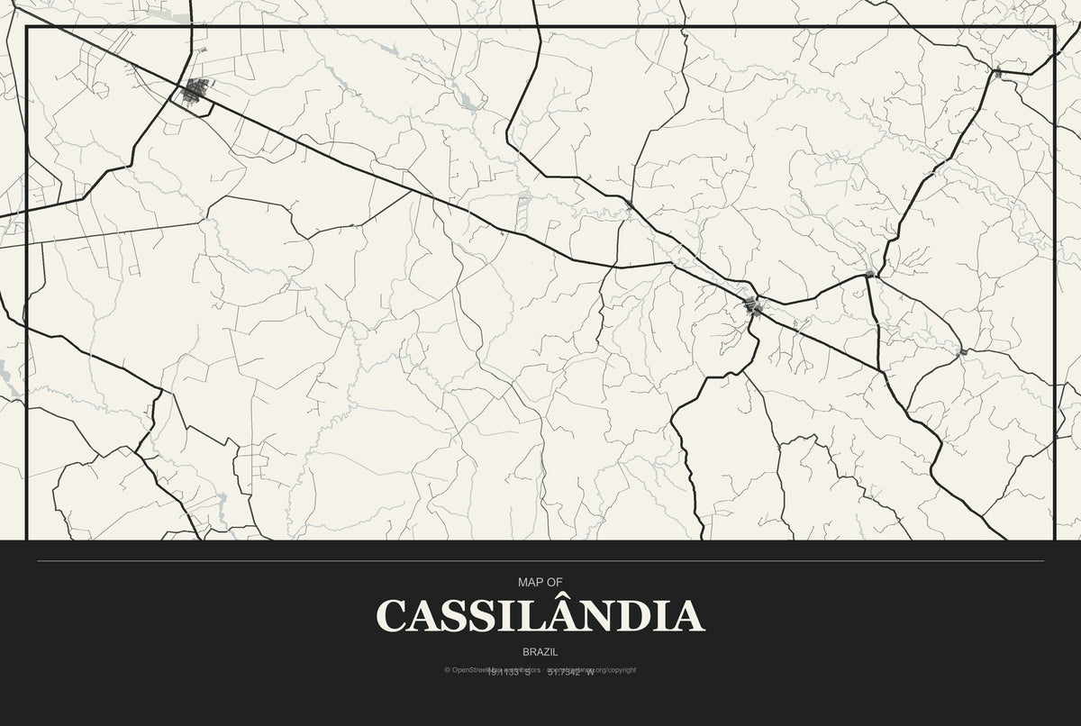 Cassilândia, Brazil City Map Aluminum Sign in Museum Plaque style