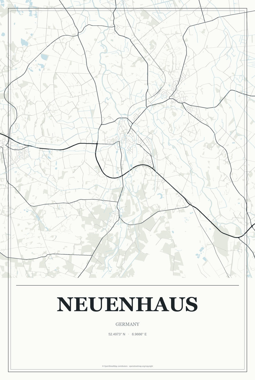 Neuenhaus, Germany City Map Aluminum Sign in Gallery Air style