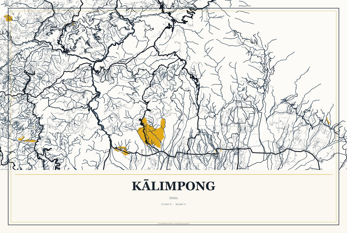 Kālimpong, India City Map Aluminum Sign in Citrine Modern style