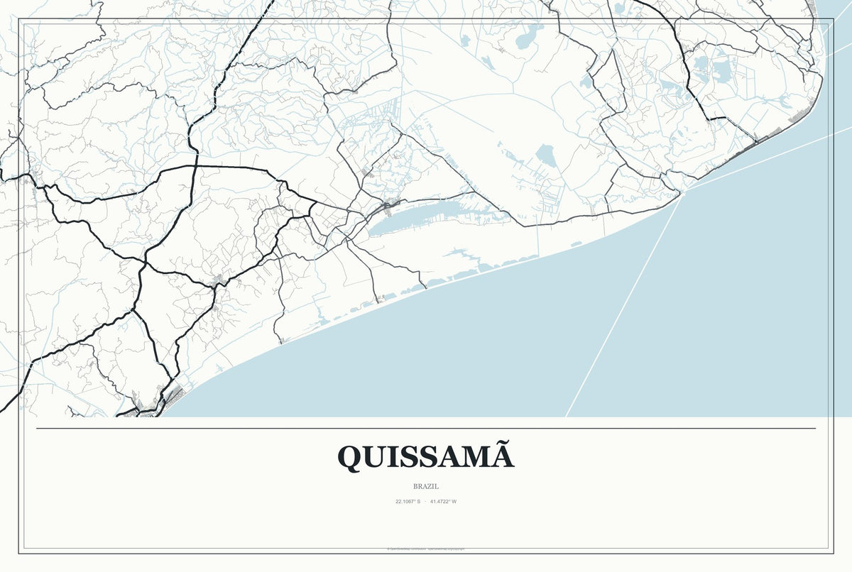 Quissamã, Brazil City Map Aluminum Sign in Gallery Air style