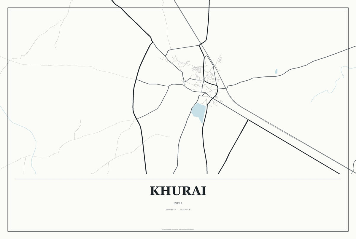 Khurai, India City Map Aluminum Sign in Gallery Air style