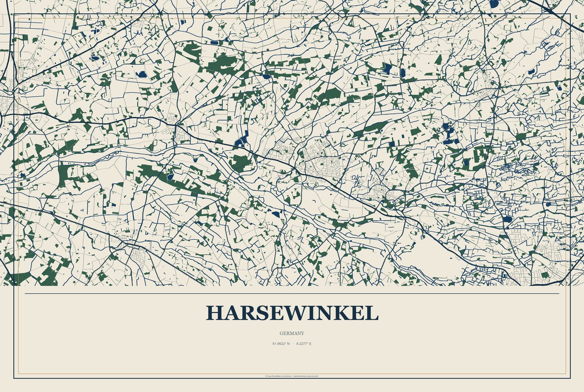 Harsewinkel, Germany City Map Aluminum Sign in Coastal Cutout style