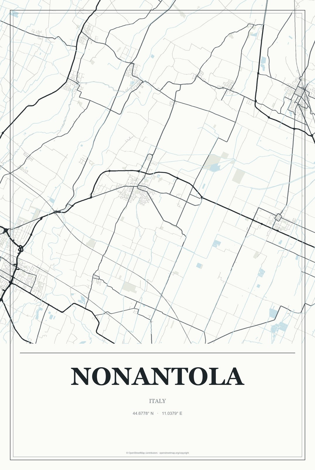 Nonantola, Italy City Map Aluminum Sign in Gallery Air style