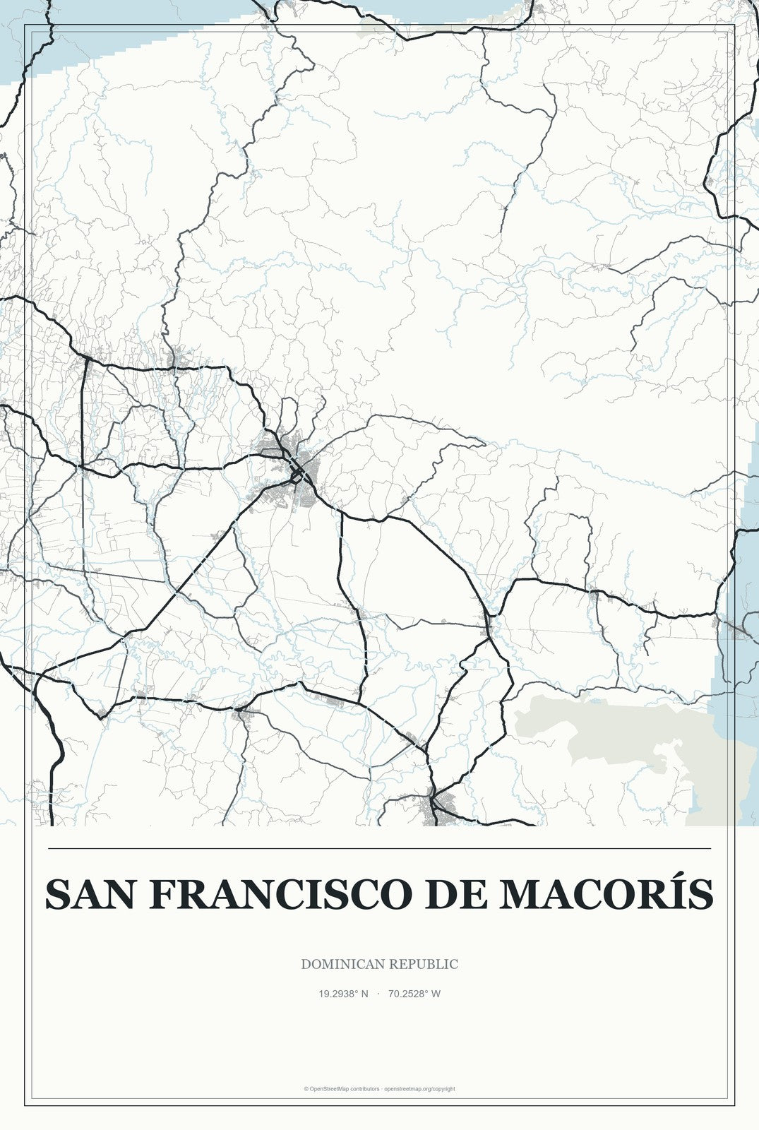 San Francisco de Macorís, Dominican Republic City Map Aluminum Sign in Gallery Air style
