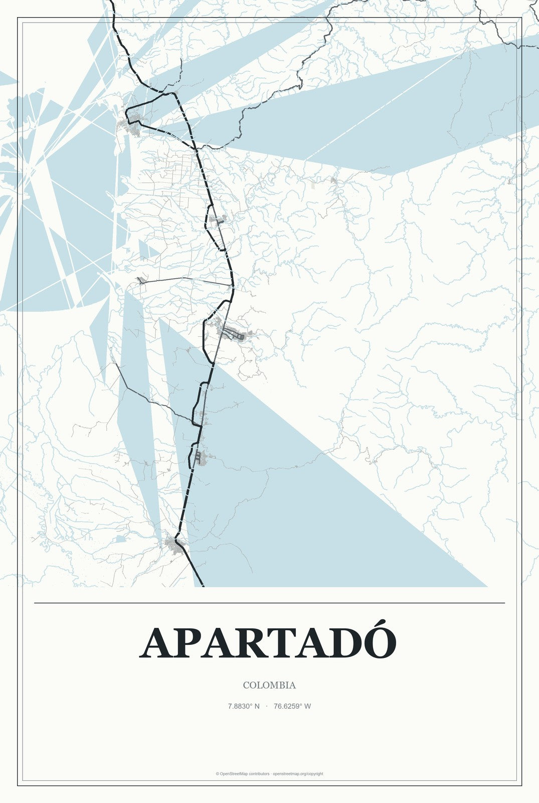 Apartadó, Colombia City Map Aluminum Sign in Gallery Air style
