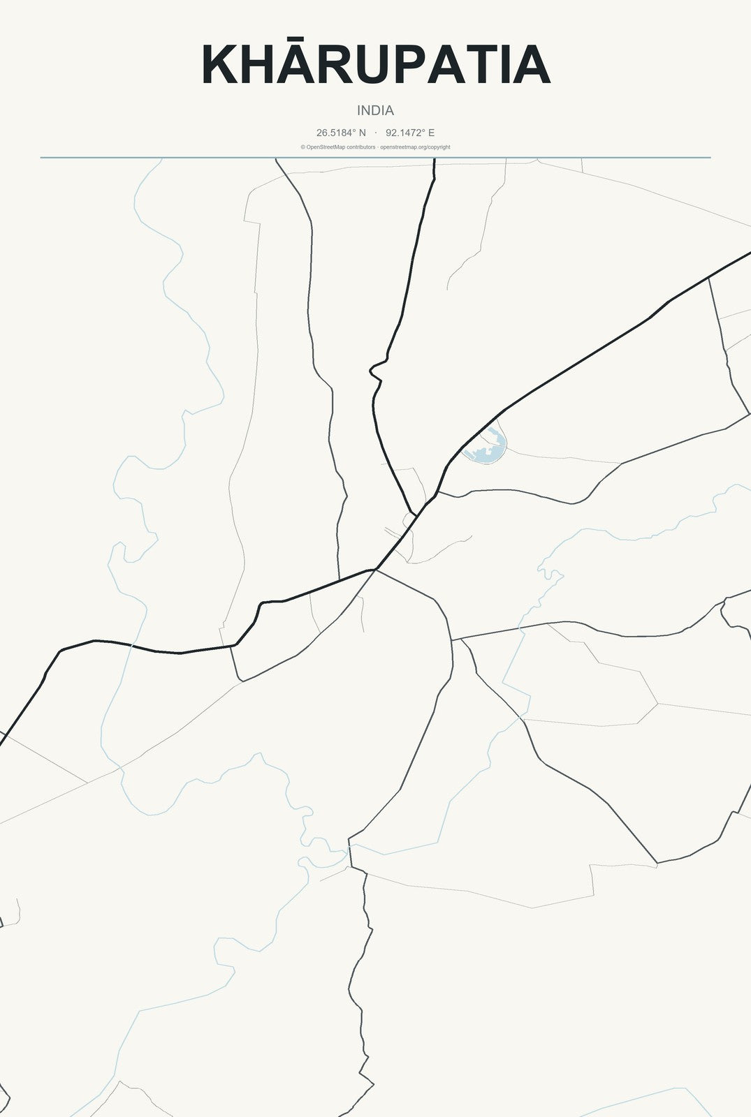 Khārupatia, India City Map Aluminum Sign in Headline Atlas style