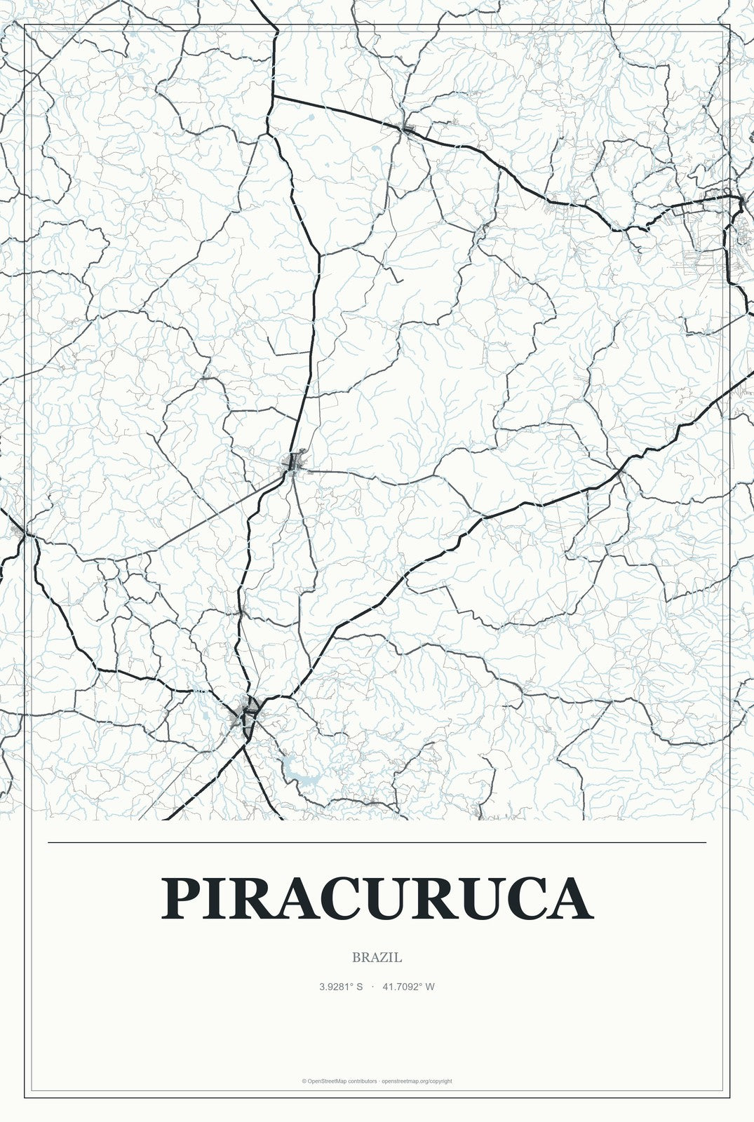 Piracuruca, Brazil City Map Aluminum Sign in Gallery Air style