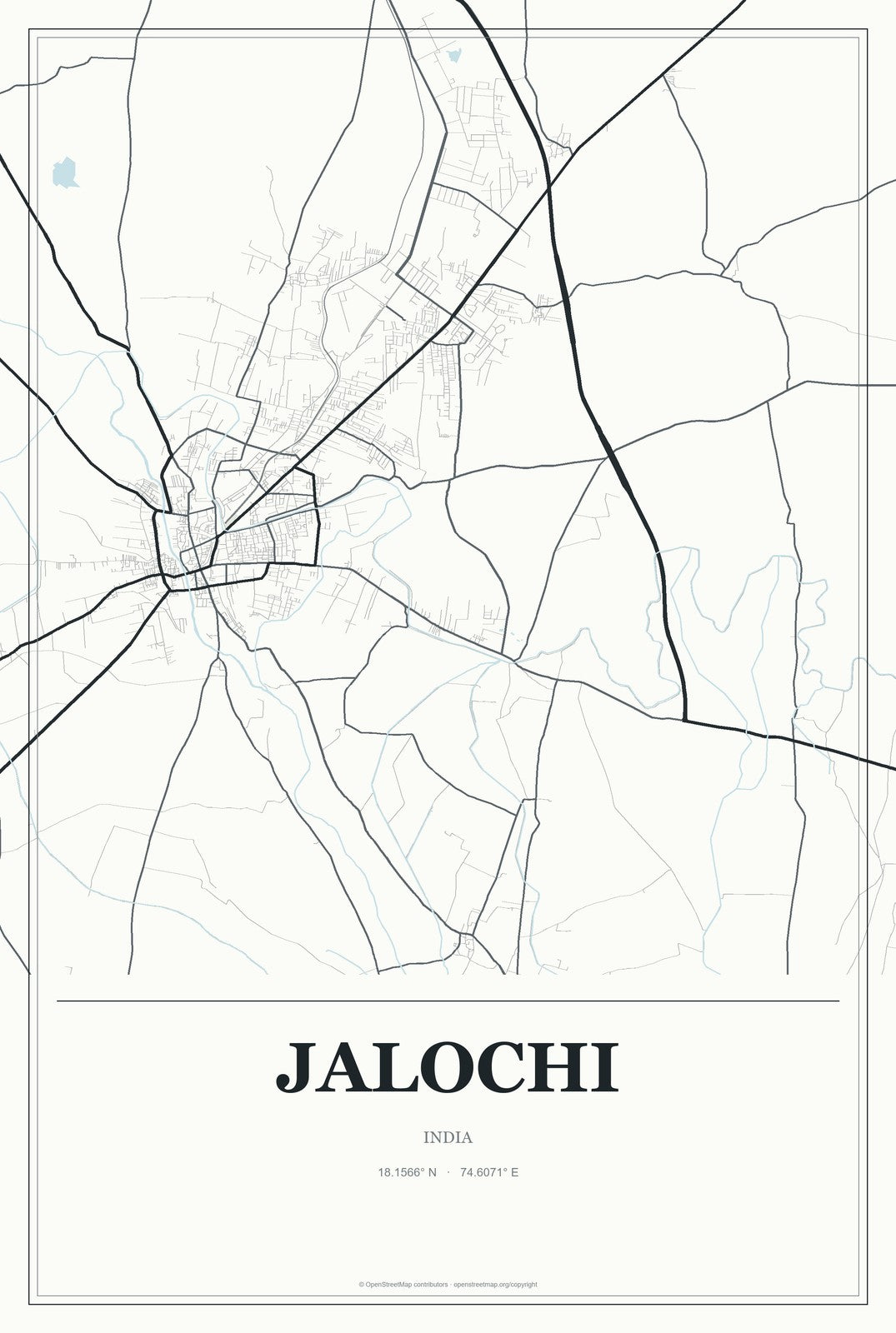Jalochi, India City Map Aluminum Sign in Gallery Air style
