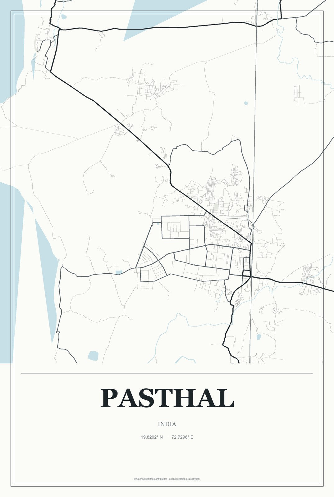 Pasthal, India City Map Aluminum Sign in Gallery Air style