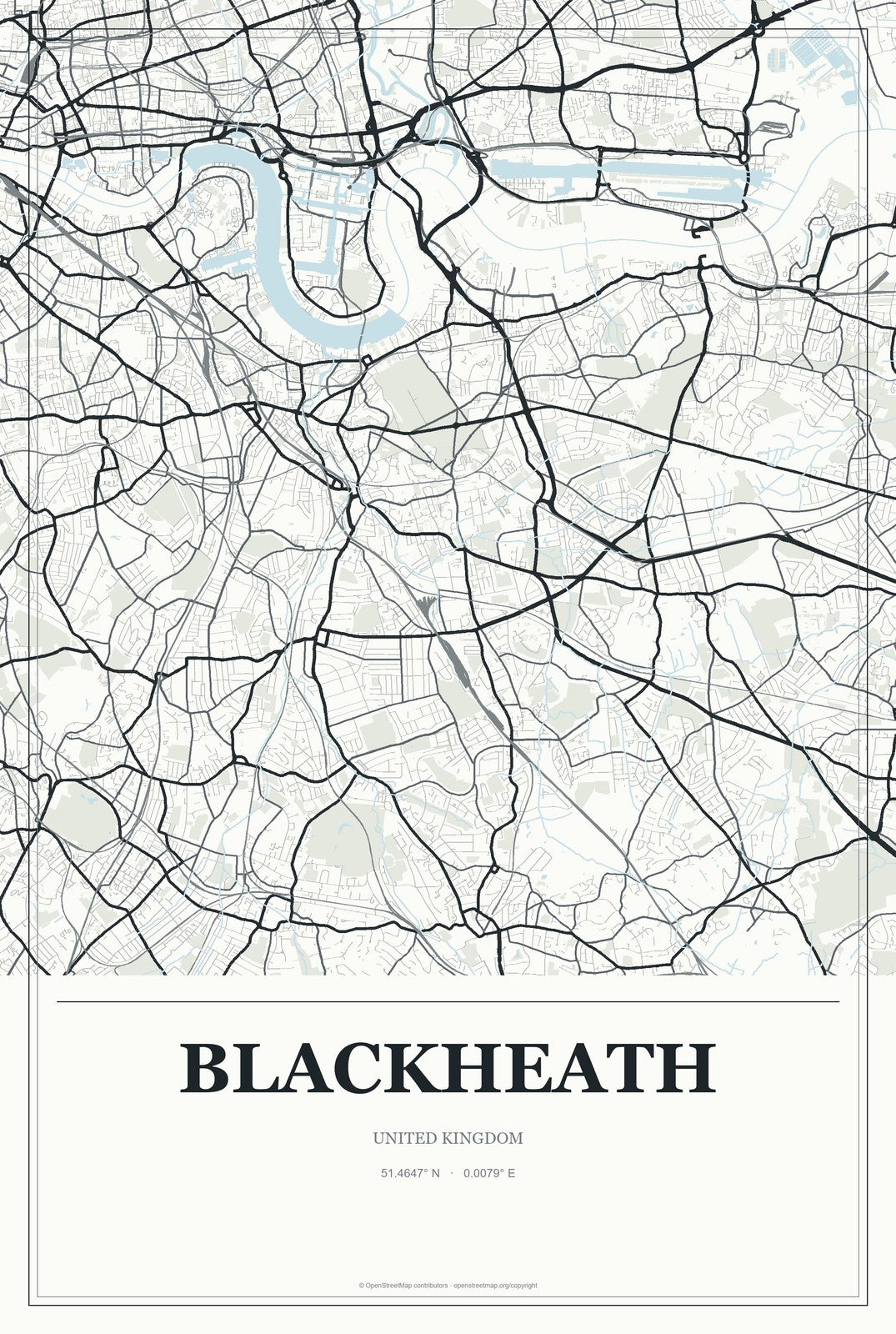 Blackheath, United Kingdom City Map Aluminum Sign in Gallery Air style