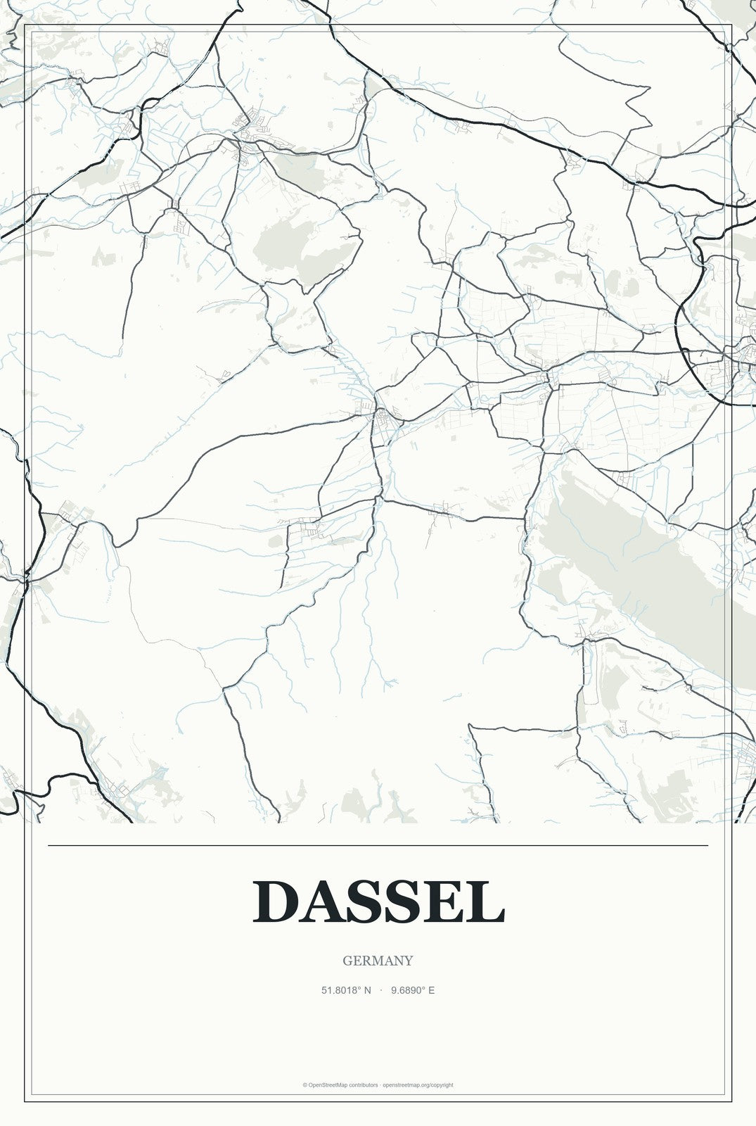 Dassel, Germany City Map Aluminum Sign in Gallery Air style