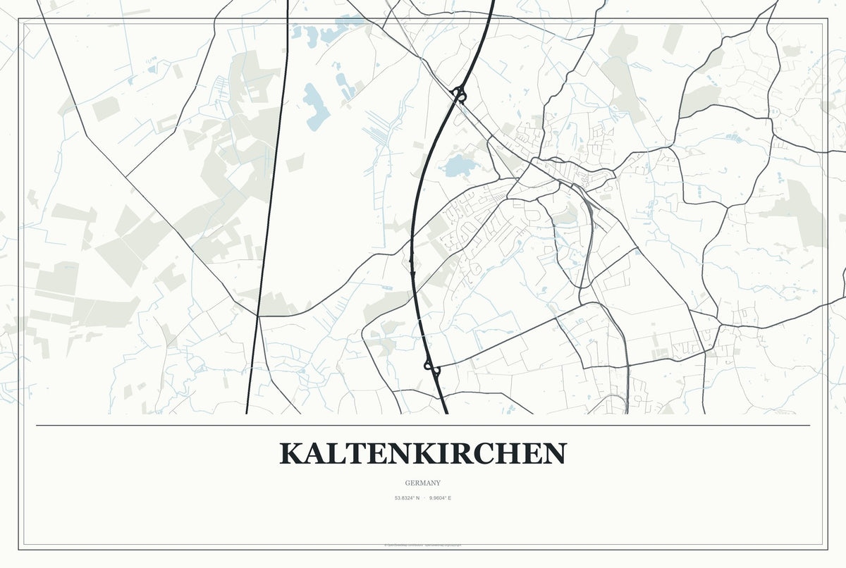 Kaltenkirchen, Germany City Map Aluminum Sign in Gallery Air style