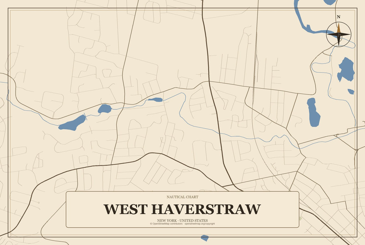 West Haverstraw, New York City Map Aluminum Sign in Heritage Nautical style