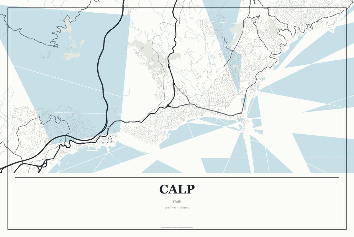 Calp, Spain City Map Aluminum Sign in Gallery Air style
