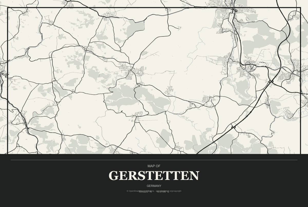 Gerstetten, Germany City Map Aluminum Sign in Museum Plaque style