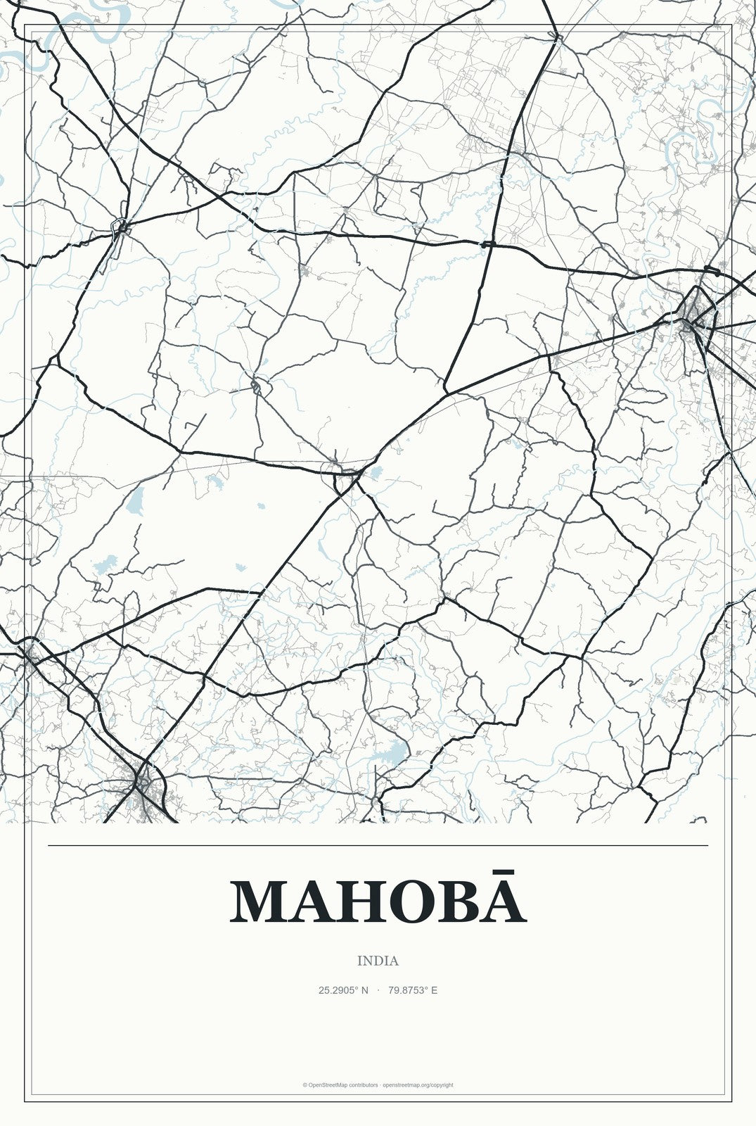 Mahobā, India City Map Aluminum Sign in Gallery Air style