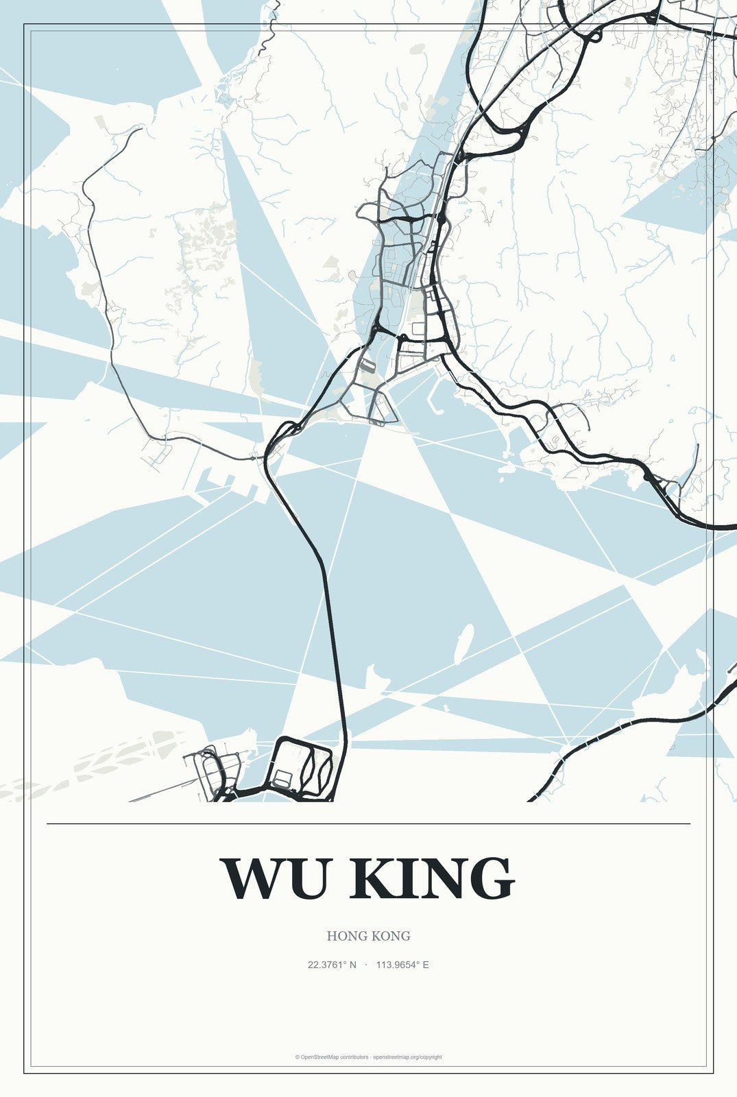 Wu King, Hong Kong City Map Aluminum Sign in Gallery Air style