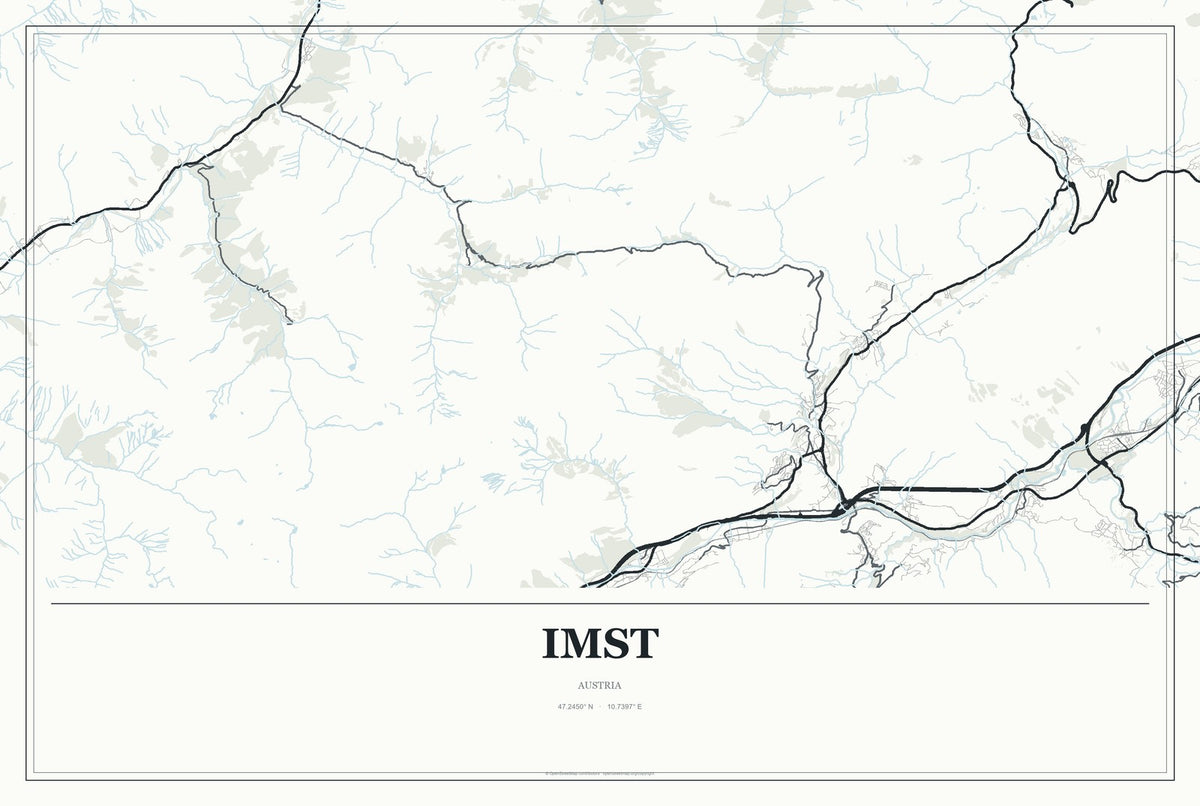 Imst, Austria City Map Aluminum Sign in Gallery Air style